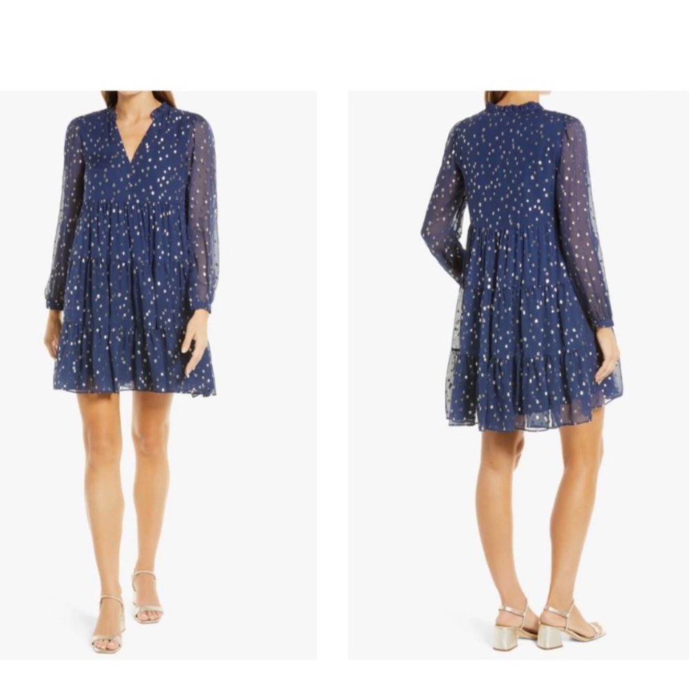 Lily Pulitzer Sarita Silk Navy Blue Dress